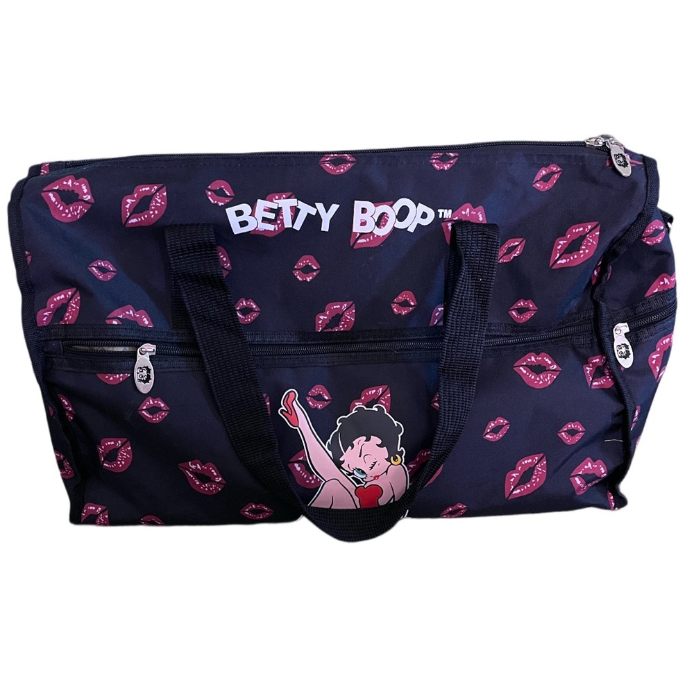 Betty Boop Large Duffel Bag with Long Strap (Black)